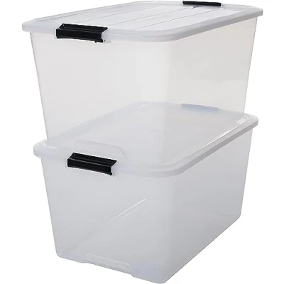 Obrázek Iris stohovatelné úložné boxy &#039;Top box&#039;, s víkem a zacvakávacím uzávěrem, 45 litrů, plast, průhledné