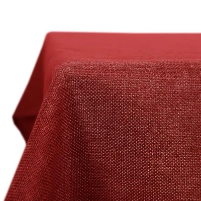 Obrázek Deconovo Ubrus Lněný vzhled ubrusy vodoodpudivé stolní prádlo lotosový efekt ubrus, 140 x 250 cm, červená, 1 kus