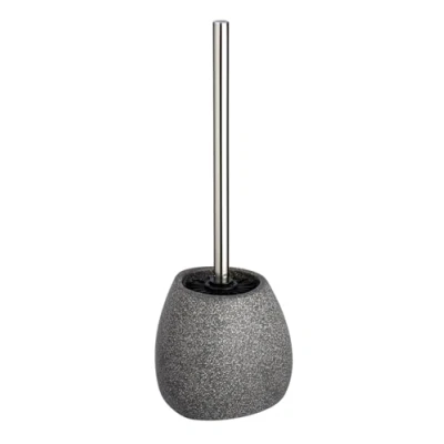 Obrázek WENKO WC Garnitur Mod. Pion, in natürlicher Stein Optik, Bürstenhalter aus hochwertiger Keramik, Bürste mit auswechselbarem Bürstenkopf, (B x H T): 12,5 38,5 12 cm, Grau