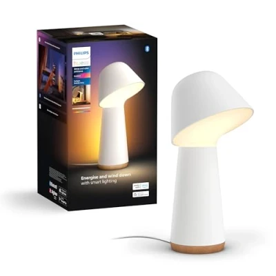 Obrázek Philips Hue Stolní lampa Twilight Smart Sleep and Wake Up, bílé a barevné světlo, kompatibilní s Bluetooth, hlasové ovládání Alexa, Apple Home &amp; Google Assistant, bílá
