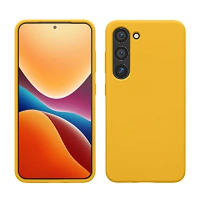 Obrázek kwmobile pouzdro kompatibilní se Samsung Galaxy S23 tenký silikonový obal na mobil nárazuvzdorné s měkkým povrchem bezdrátové nabíjení medově žlutá