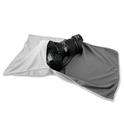 Obrázek LENS AID Ochranná tkanina na fotoaparát, objektiv atd., pouzdro fotoaparát BZW. Sáček jako ochrana pro DSLR, digitální zaklapovací kapsa, Šedá, ležérní