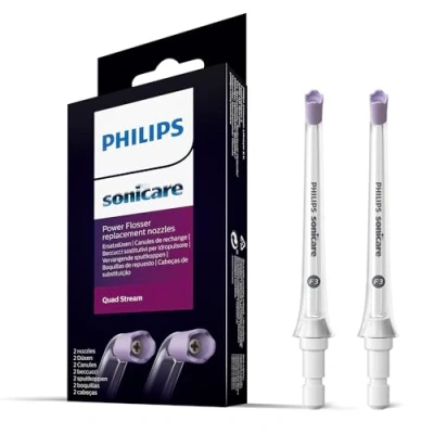 Obrázek Philips Sonicare Tryska Quad Stream F3 pro ústní sprchy, dvojité balení voda Flosser použití s bezdrátovým Power (model HX3062/00) bílá