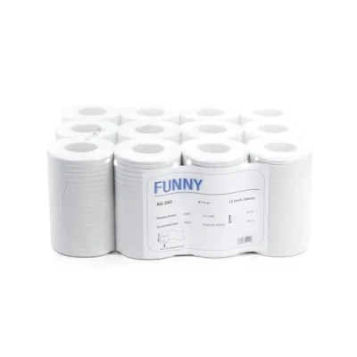 Obrázek Funny Papírový ručník role, vnitřní tah, 20 cm, 1vrstvý, recyklovaný bílý, mini, 1 balení (1 x 12 kusů)