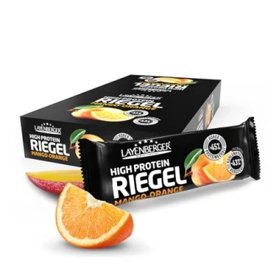 Obrázek Layenberger Tyčinka High Protein Fitness Power Bar, hodně bílkovin, málo cukru balení 18 ks (18 x 35 g) mango oranžová