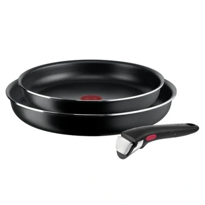 Obrázek Tefal 3dílná sada pánví Ingenio Easy On odnímatelná rukojeť, 24/28 cm, stohovatelná, šetří místo, pánve s nepřilnavým povrchem, snadná manipulace a čištění, L15993
