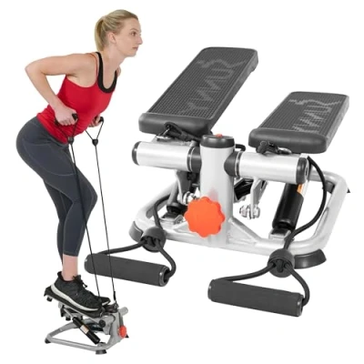 Obrázek Sunny Health &amp; Fitness Stepper pro domácí cvičení Low Impact trénink celého těla s odporovými pásy SF S0978