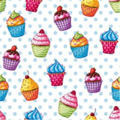 Obrázek Papstar ubrousky / do tisku, vícebarevné &quot;Cupcakes&quot;, (20 kusů), 3vrstvé, 3 x 33 cm, ekologický materiál, pro domácnost, gastronomii nebo slavnosti, #82736