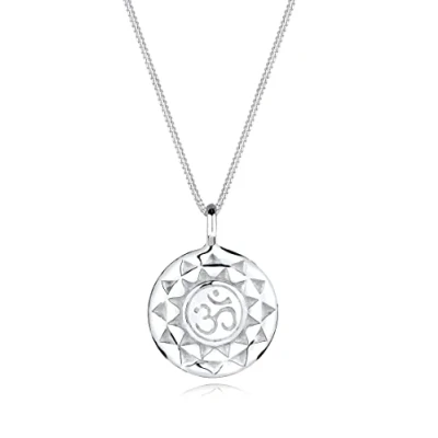Obrázek Elli Dámský řetízek na krk jógu Talisman Om Mantra ze sterlingového stříbra 925, Fazetový brus, Bez