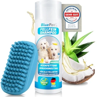 Obrázek BluePet Kožešinový kartáč na koupání Gumová tyčinka + psí šampon pro krátkosrsté psy a kočky s masážním efektem odstraňuje volné krycí chlupy, prach nečistoty ideální koupací