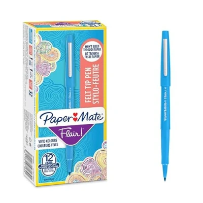 Obrázek PAPER MATE Flair fix střední hrot 0,7 mm nebeská modrá balení 12 ks