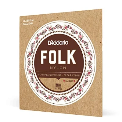 Obrázek D&#039;Addario kytarové struny koncertní kytara klasické na kytaru ej32 C Folk Nylon Ball End stříbrná rána/čiré