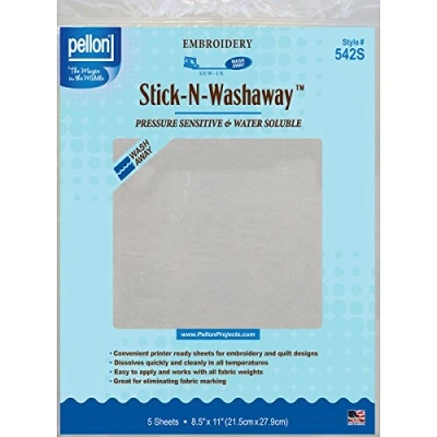 Obrázek Pellon Stabilizer, 8.5 by 11 Inch, White, 5 Pack Stick N Washaway Stabilisator, 21,6 x 27,9 cm, Weiß, 5er