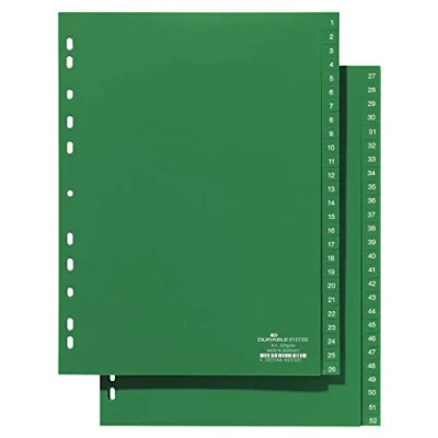 Obrázek Durable Registr čísel 615705, z plastu, A4, vysoký, plnokrycí, univerzální otvor, se dvěma průvody, 1 52, zelený