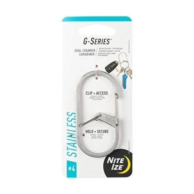 Obrázek NIte Ize Unisex dospělí G Series DUAL Chamber Carabiner, stříbrná, vel. 4