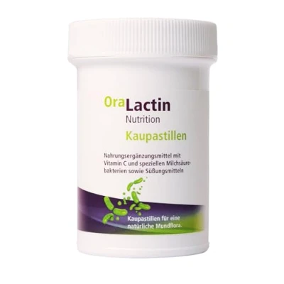 Obrázek OraLactin Žvýkací pastilky Sanace mikroflóry ústní Orální probiotikum žvýkací s vitaminem C a bakteriemi mléčného kvašení Boj proti zápachu z úst 30 tablet