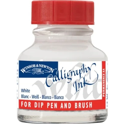 Obrázek Winsor &amp; Newton 1110702 kaligrafické tuše, neprůhledné (pro plnicí pero nebo psací pera, vzájemně míchatelné, stálobarevné) 30ml láhev bílá