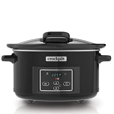Obrázek Digitální pomalý hrnec Crock Pot s odklápěcím víkem nastavitelná doba vaření 4,7 litru (4 5 osob) Černá (nerezový kov) [CSC052X]