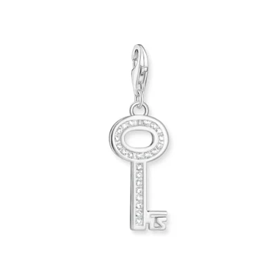 Obrázek Thomas Sabo Dámský přívěsek Charm Club Klíč s bílými zirkony Sterlingové stříbro 925 0010 051 14, stříbro, Kubická zirkonie