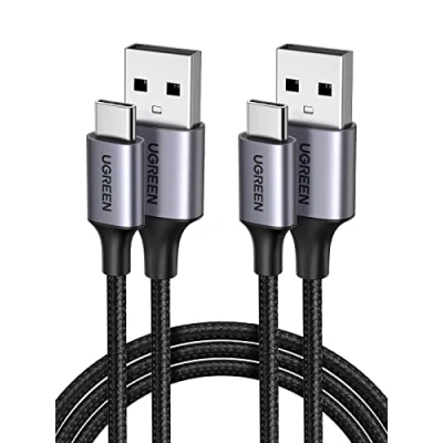 Obrázek UGREEN USB C kabel 2 kusy na nylon splétaný nabíjecí kompatibilní s S24 Ultra S24+ S23 S22 S10 A73 A72 A53 P60 Lite iPhone 15 Pro Max(1M)
