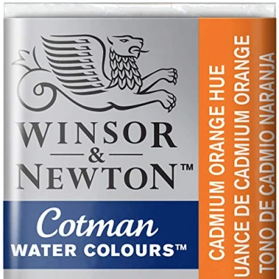 Obrázek Winsor &amp; Newton 0301090 Cotman akvarelová barva s dobrou průhledností, vynikající tónovací silou a dobrými malířskými vlastnostmi, vodní v 1/2 misku Cad. kadmiová oranžová