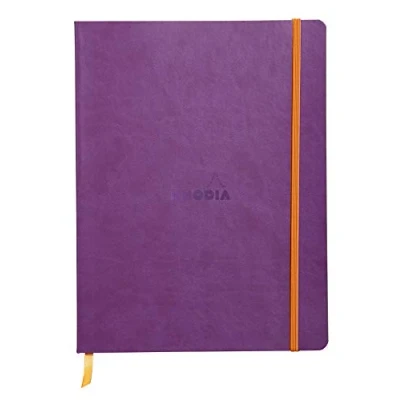 Obrázek Rhodia 117560C Poznámkový sešit Rhodiarama s měkkou obálkou, dot grid, 80 listů, 90 g papír v barvě slonovinové kosti, 190 x 250 mm, záložka vnitřní kapsa,1 kus, fialová