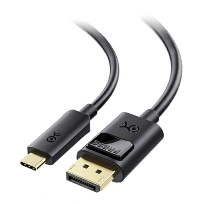 Obrázek Cable Matters 32. 4Gbps Obousměrný USB C DisplayPort 1. 4 kabel 1,8 m podpora 8K 60Hz/4K 240Hz (Thunderbolt na DisplayPort, k kabelu) černý funguje s MacBook XPS
