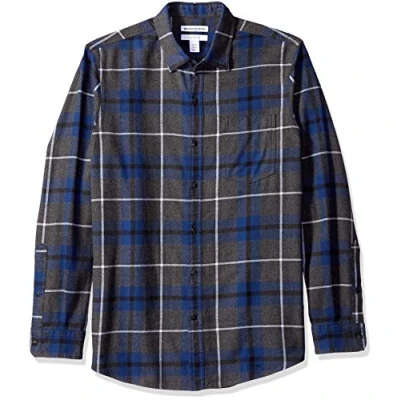 Obrázek Amazon Essentials Herren Langarmhemd aus Flanell (in Übergröße erhältlich), Blau Dunkelgrau Meliert Karomuster, M
