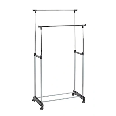 Obrázek HAKU Möbel Věšák na kolečkách hliník, chrom, černý, plast, kov rozměry: š 80 cm x v 96 165 h 42 cm, styl: moderní