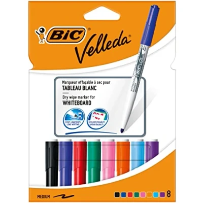Obrázek Bic 1199001748 značkovač na bílou tabuli Velleda 1741, kulatý hrot, 8dílná sada v pouzdru