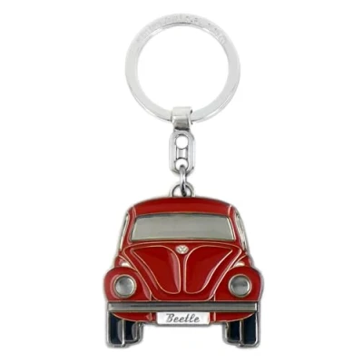 Obrázek BRISA VW Collection Volkswagen Emaillierter Metall Schlüssel Anhänger Ring Schlüsselbund Accessoire Keyholder im Käfer/Beetle Design (Front/Rot)