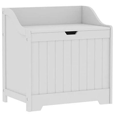Obrázek Home Discount priano Badezimmer Schrank Brust Mülleimer Holzkorb Einheit Wäschesack, Weiß