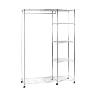 Obrázek HAKU Möbel Šatna na kolečkách chrom, kov rozměry: Š 123 cm x V 181 H 45 cm, Styl: moderní