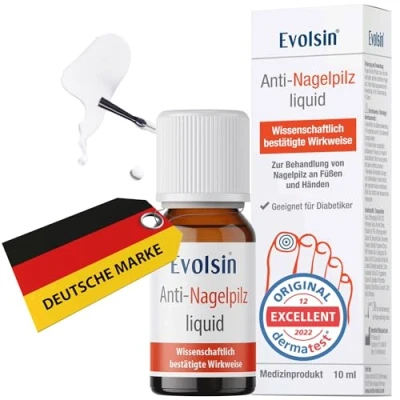 Obrázek Evolsin® Antinehtová houba Liquid I Vědecky potvrzený účinek Vhodné pro diabetiky Zdravotnický výrobek Nehtová lak na nehty nohy a ruce zpevňovač nehtů