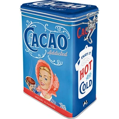 Obrázek Nostalgic Art Retro dóza na kávu, 1,3 l, Cacao Addicted nápad dárek pro fanoušky nostalgie, plechová s aroma víkem, vintage design