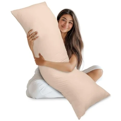 Obrázek Utopia Bedding Nackenkissen, Ganzkörperkissen, weiche Hohlfaserfüllung, langes Schwangerschaftskissen zur Unterstützung der Mutterschaft und für Seitenschläfer (Beige, 50x135 cm)