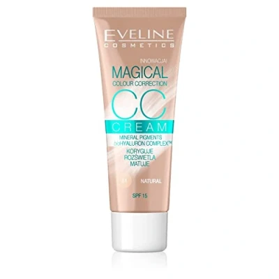 Obrázek Eveline Cosmetics Magická korekce barev CC Cream Multitasking Foundation #51 přírodní, 30 ml dlouhotrvající, hydratační a vyhlazující formule pro bezchybný vzhled