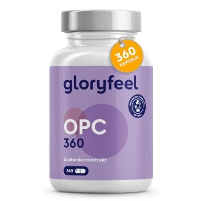 Obrázek extrakt z hroznových jader OPC 360 kapslí 1052 mg + vitamin C v denní dávce originálních francouzských hroznů balení po 6 měsících laboratorně testováno, vyrobeno Německu