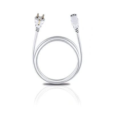 Obrázek Oehlbach Powercord C13 / 500 síťový kabel se zástrčkou Schuko a spojky pro studená zařízení testováno VDE, vysoce flexibilní, vynikající bezpečnost kontaktu 5 m bílý