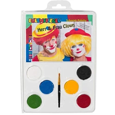 Obrázek Eulenspiegel 206331 paleta líčidel pán a paní Clown, 6 x 3,5 ml barvy, 1 štětec, návod (český jazyk nelze zaručit), barvy na líčení