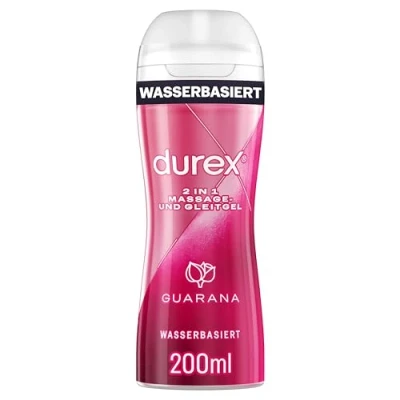 Obrázek Durex 2 v 1 masážní a lubrikační gel guarana s hebkou texturou pro masáž celého těla intimní oblasti 200 ml (1 x ml)