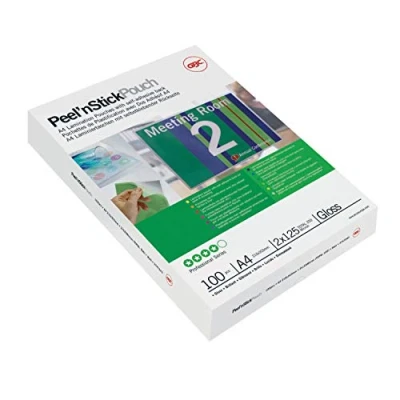 Obrázek GBC A4 2x75 Micron Peel n&#039; Stick Gloss Laminating Pouches, Pack of 25, 3747527