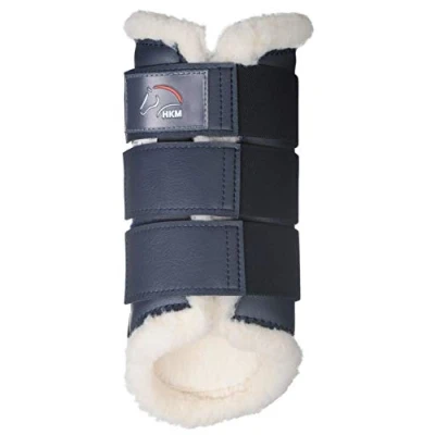 Obrázek HKM 8585 kamaše Comfort, plyšová podšívka Umělá kůže imitace anatomická, tmavě modrá, XL