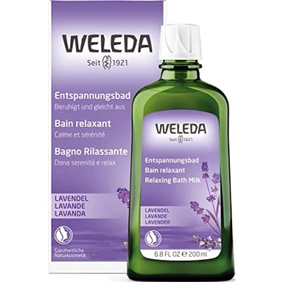 Obrázek WELEDA Bio levandulová relaxační koupel, přírodní kosmetika zdravotní koupel s pravým levandulovým olejem pro uklidnění smyslů a dobrý spánek (1 x 200 ml)