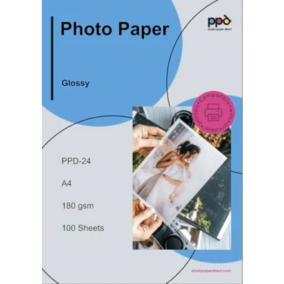 Obrázek PPD 100 x A4 Inkjet Premium fotopapír 180 g s vysokým leskem, okamžitě suchý a voděodolný 24