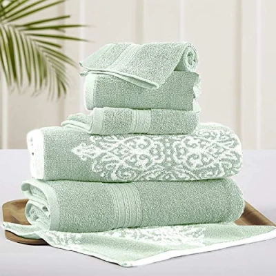 Obrázek Amrapur Overseas Artesia (Damast 6 Stück reversibel Garn Gefärbt Jacquard Handtuch Set (Salbei)
