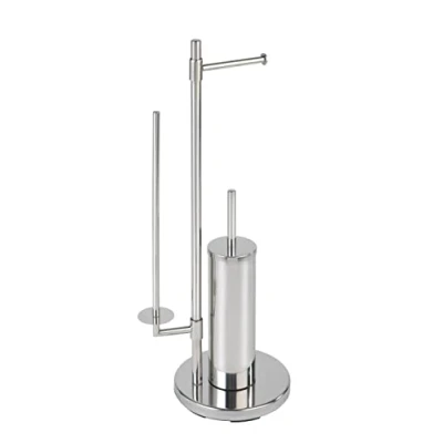 Obrázek WENKO Stand WC souprava Universalo Neo, držák na toaletní papír a štětku, nerezová ocel, 30 x 73 20 cm, stříbrný lesklý