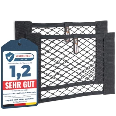 Obrázek Upgrade4cars Síťová taška do zavazadlového prostoru, suchý zip 2 sítě organizéru auta 40 x 25 cm elastická univerzální úložná síť příslušenství interiéru vozidla