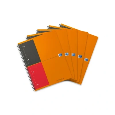 Obrázek Oxford Notebook International A4, linkovaný, 160 stran, stabilní kartonový kryt, 5 kusů