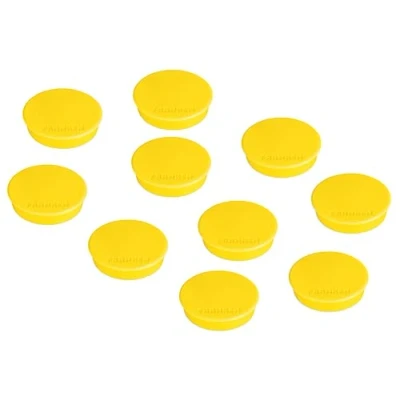 Obrázek FRANKEN magnety kulaté, 10 kusů, vysoce kvalitní pro kancelář, domácnost, dílnu, ideální bílé tabule, lednice, plantáže nebo vitríny, 38 mm, žluté, HM38 04